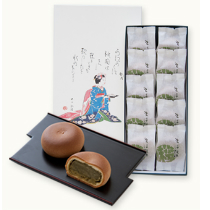 そば饅頭・抹茶餡(10個・箱入)|丸太町かわみち屋