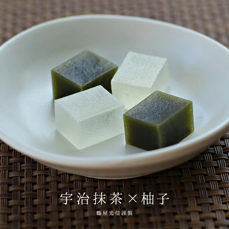 京都 鶴屋光信 和菓子 ギフト 琥珀 齢 抹茶×柚子　琥珀糖　 