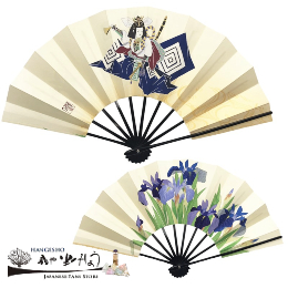 しばらく/菖蒲 (9寸5分 クリームゴールド地)【扇や 半げしょう】