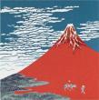 浮世絵風呂敷【紅富士】(ちりめん友禅染・二巾)