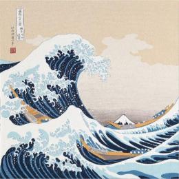 浮世絵風呂敷【神奈川沖浪裏】(ちりめん友禅染・二巾)