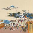 浮世絵風呂敷【日本橋】(ちりめん友禅染・二巾)