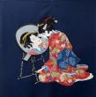 浮世絵風呂敷【鏡美人】(ちりめん友禅染・二巾)